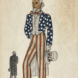 Simplicity 7100 - Original 1930s Uncle Sam Costume Pattern - Size 40 (40&quot;) - Factory Cut
