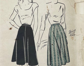 Butterick 3800 - 1940s High Waisted A-Line Skirt Pattern - Size 16 (Hip 37") - Factory Cut