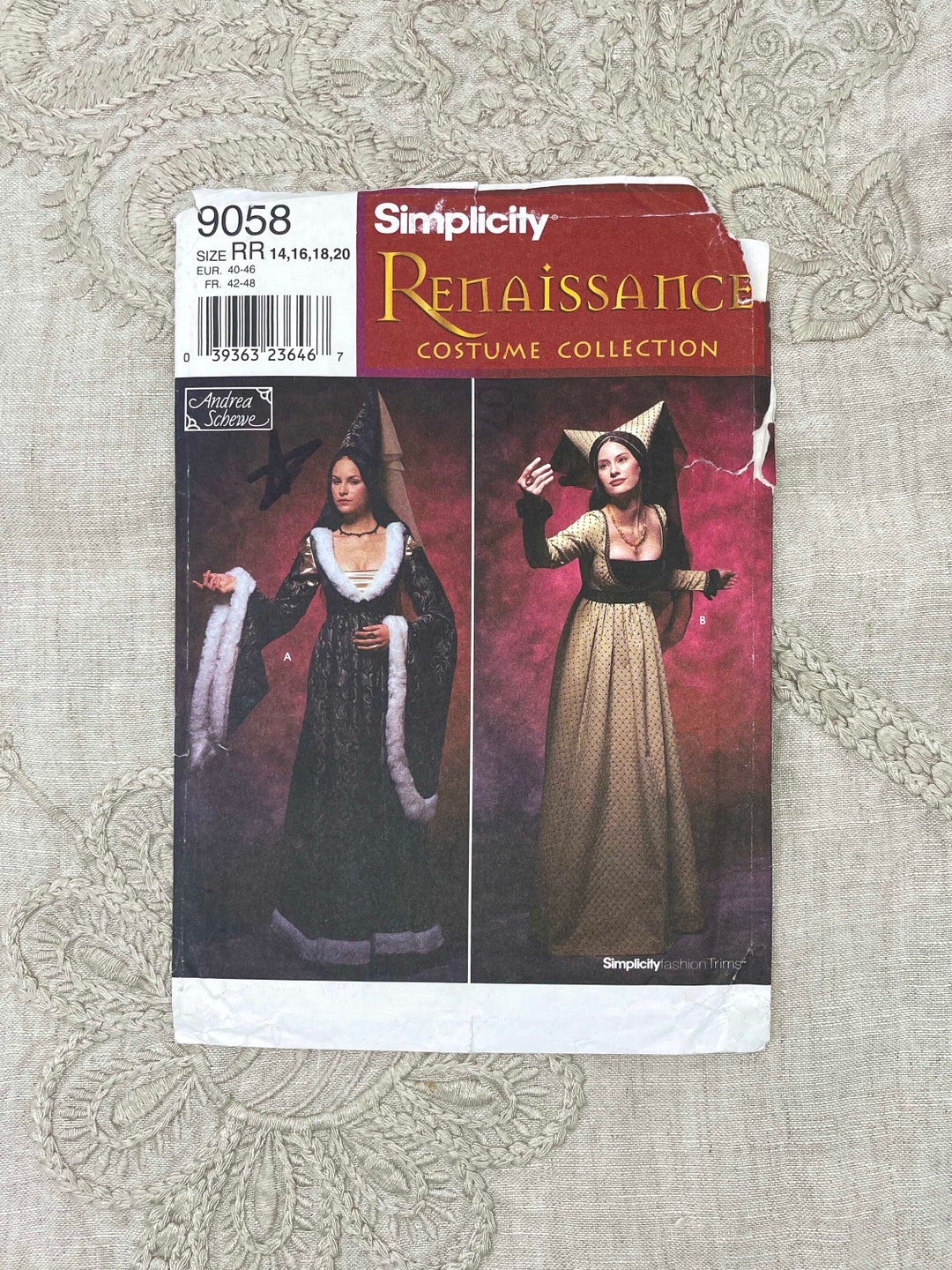 Simplicity 9058 Renaissance Gowns and Cone Headpieces Pattern Size 14 ...