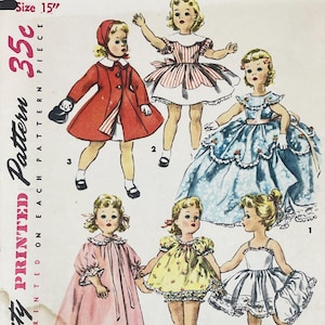 Simplicity 1336 - Original 1950s Dolls&#39; Wardrobe Pattern for Sweet Sue Doll - Size 15&quot; Doll - Cut