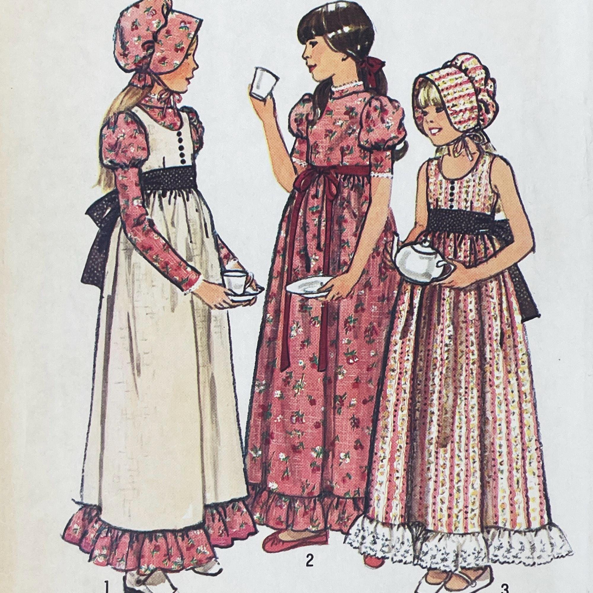 Simplicity 6371 - Holly Hobbie Youth Dress, Jumper and Bonnet Pattern - Size 8 or Size 10 - Cut