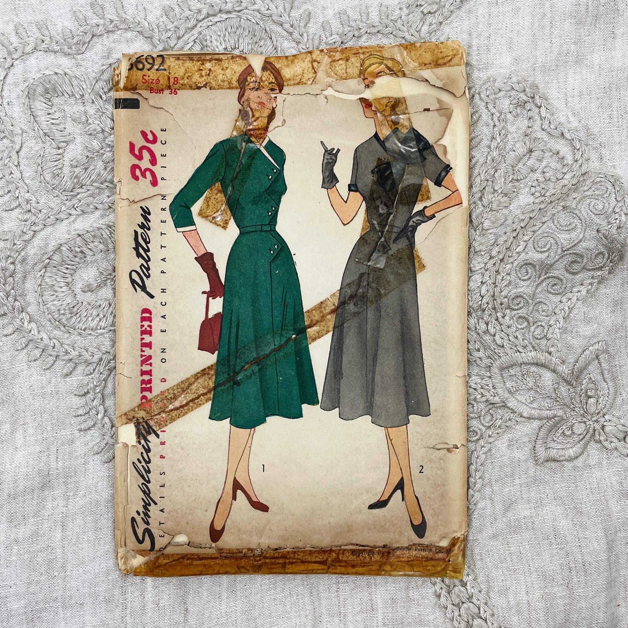 Simplicity 3692 - Rare 1950's Zig-zag Dress With Detachable