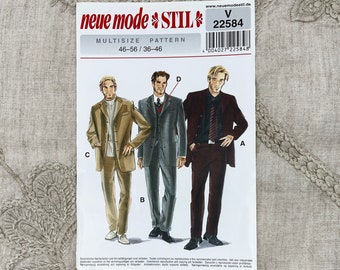 Neue Mode 22584 - Men's Four Button Three Piece Suit Pattern - Size 36-46 - Uncut (FF)