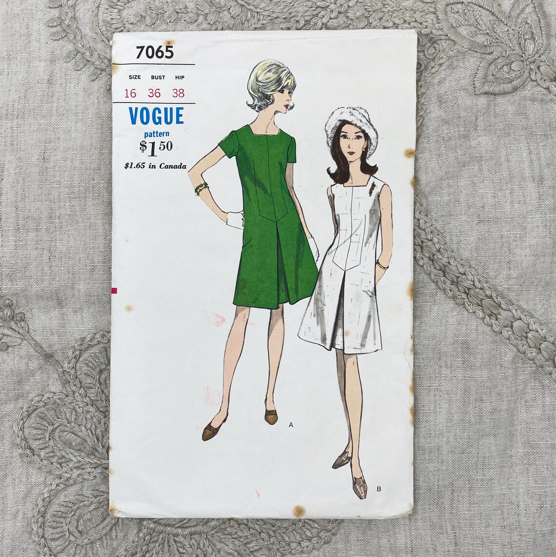 Vogue 7065 - Missing Instructions: 1960s Mod A-line Inverted Pleat ...