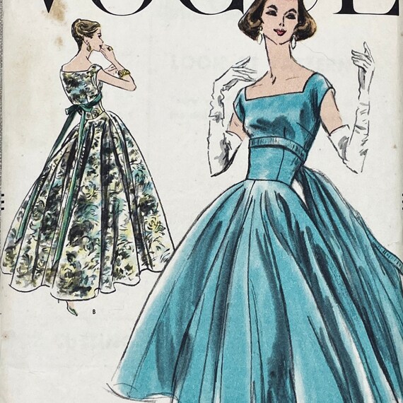 Vogue 8991 - Original 1950s Fit and Flare Dress Pattern With Circle Skirt,  Square Neckline and Back Panel Details - Size 9 (30.5") - Cut - Etsy New  Zealand