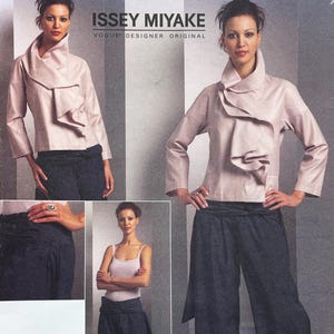 Vogue 1052 Issey Miyake 2000s Double Draped Collar Jacket and Wrapped Waist Pants Sewing Pattern - Size 6-12 or Size 14-22 - Uncut (FF)