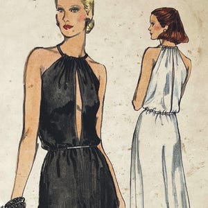 Vogue 9634 - 1970s Dress, Pant-Dress and Jacket Sewing Pattern with Deep Front and Back Slits - Size 8 (31.5") - Uncut (FF)