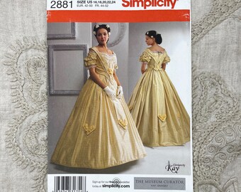 Simplicity 2881 - The Museum Curator 1860s Civil War Gown - Size 8-14 or 16-18 - Uncut (FF)