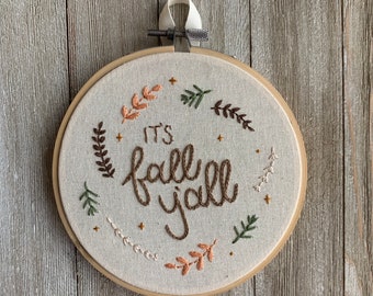 PDF Download It's Fall Y'all Embroidery Pattern