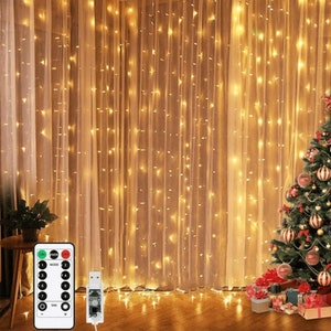 1 Set curtain Light, Bedroom Fairy Light, 300 Led Warm White Twinkle Lights With 8 Modes, USB Powered, For Indoor Party Patio Decoration
