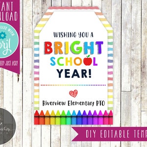 Bright School Year Gift Tag - Back to School Student Gift Tag, Teacher Gift, First Day of School, Bright School Year - Printable DIY