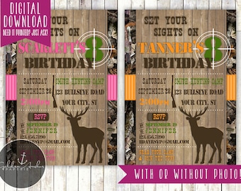 Hunting Birthday Party Invitation, Deer Invite - Printable DIY