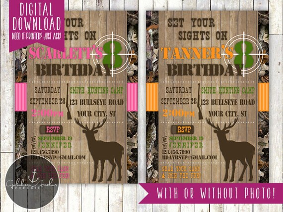 Hunting Birthday Party Invitation, Deer Invite - Printable DIY Il_570xn