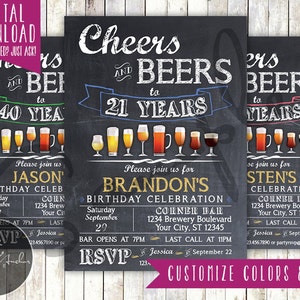 Cheers & Beers Birthday Party Invitation - Printable DIY