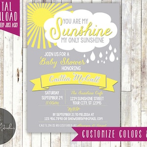 You Are My Sunshine Baby Shower Invitation, My Sunshine Baby Shower Invite, Little Sunshine - Printable DIY