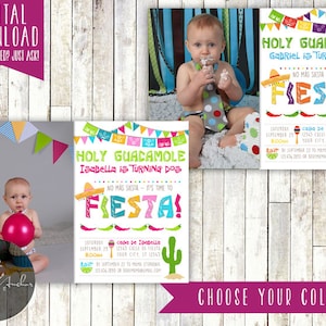 Fiesta Birthday Party Invitation, Fiesta Invite, Photo - Printable DIY