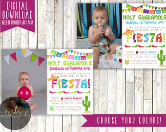 Fiesta Birthday Party Invitation, Fiesta Invite, Photo - Printable DIY