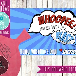 Etiquettes cadeaux pour la Saint-Valentin en coussin whoopee, porte-coussin whoopee, carte de Saint-Valentin coussin whoopee, école Saint-Valentin, garçons, modèle modifiable à faire soi-même