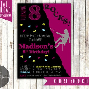 Rock Climbing Birthday Party Invitation, Rock Climb Invite, Photo ...