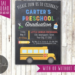 Preschool Graduation Invitation, Kindergarten Graduation Invitation, Photo Printable DIY image 2