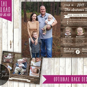 Year in Review Christmas Card - Rustic, Wood, Photo - Printable DIY