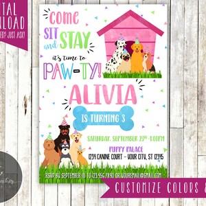 Puppy Dog Birthday Party Invitation, Puppy Birthday, Puppy Invite, Photo - Printable DIY