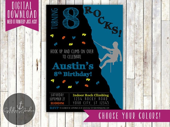Rock Climbing Birthday Party Invitation, Rock Climb Invite, Photo - Printable DIY Il_570xn