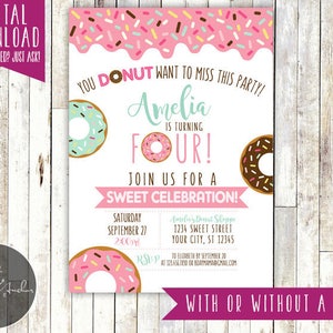 Donut Birthday Invitation, Donuts, Donut Party, Donut Birthday, Invite, Photo Printable DIY image 2