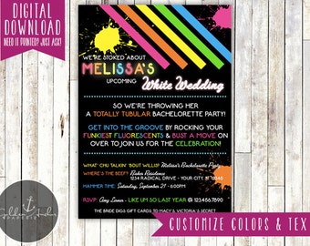 80s Invitation, 80's Bachelorette Party Invitation,  Eighties Bridal Shower Invite - Printable DIY