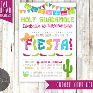 Fiesta Birthday Party Invitation, Fiesta Invite, Photo Printable DIY - Etsy