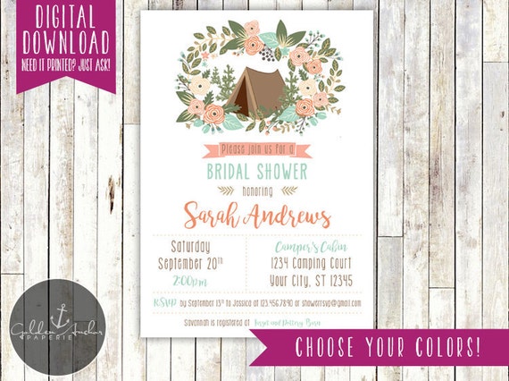 Glamping Bridal Shower Invitation - Bachelorette Party Invitation - Printable DIY Il_570xn