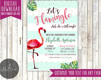 Let's Flamingle Bridal Shower Invitation, Bachelorette Party Invite, Baby Shower, Birthday Party - Printable DIY