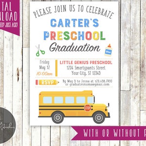 Preschool Graduation Invitation, Kindergarten Graduation Invitation, Photo Printable DIY image 3