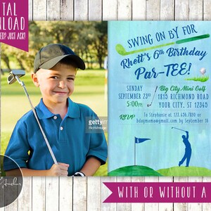 Golf Birthday Invitation, Golf ParTEE Invite, Par-Tee Invitation, Golf Party, ANY COLOR, Photo - Printable DIY