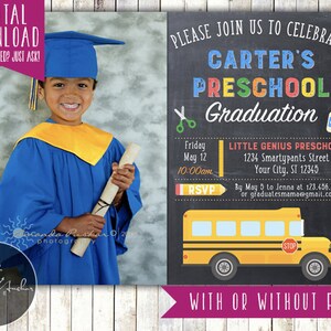 Preschool Graduation Invitation, Kindergarten Graduation Invitation, Photo Printable DIY image 4