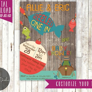 Fishing Baby Shower Invitation, Fisherman Invite - Printable DIY