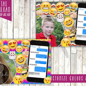 Emoji Birthday Invitation, Emoji Invitation, Emoji Invite, Photo Printable DIY image 1