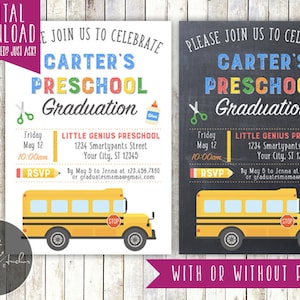 Preschool Graduation Invitation, Kindergarten Graduation Invitation, Photo - Printable DIY