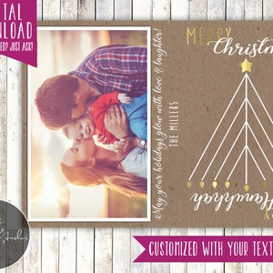 Carte de Noël et Hanoucca - carte de Chrismukkah - carte de vœux interconfessionnelle - arbre - menorah - photo, image - imprimable DIY
