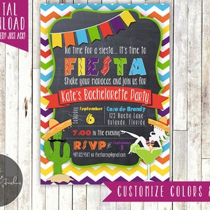 Fiesta Bachelorette Party Invitation,  Fiesta Bridal Shower Invite, Cinco de Mayo - Printable DIY