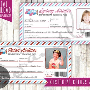Flugticket-Geburtstagseinladung, Bordkarte, Flugticket-Einladung, Foto - Printable DIY