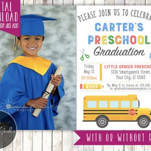 Preschool Graduation Invitation, Kindergarten Graduation Invitation, Photo Printable DIY image 5