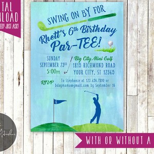 Golf Birthday Invitation, Golf ParTEE Invite, Par-Tee Invitation, Golf Party, ANY COLOR, Photo - Printable DIY