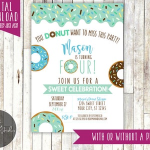 Donut Birthday Invitation, Donuts, Donut Party, Donut Birthday, Invite, Photo Printable DIY image 4