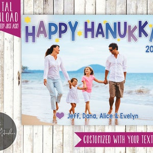 Hanukkah Photo Card - Bouncing Happy Hanukkah - Picture - Printable DIY