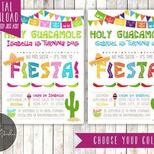 Fiesta Birthday Party Invitation, Fiesta Invite, Photo - Printable DIY
