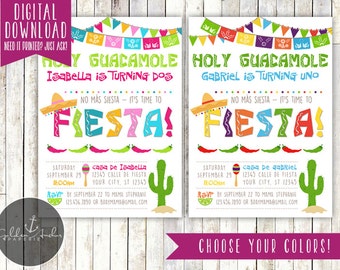 Fiesta Birthday Party Invitation, Fiesta Invite, Photo - Printable DIY