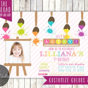 Art Birthday Party Invitation, Art Party Invitation, Painting Party Invitation, Art Party Invite, Photo - Printable DIY