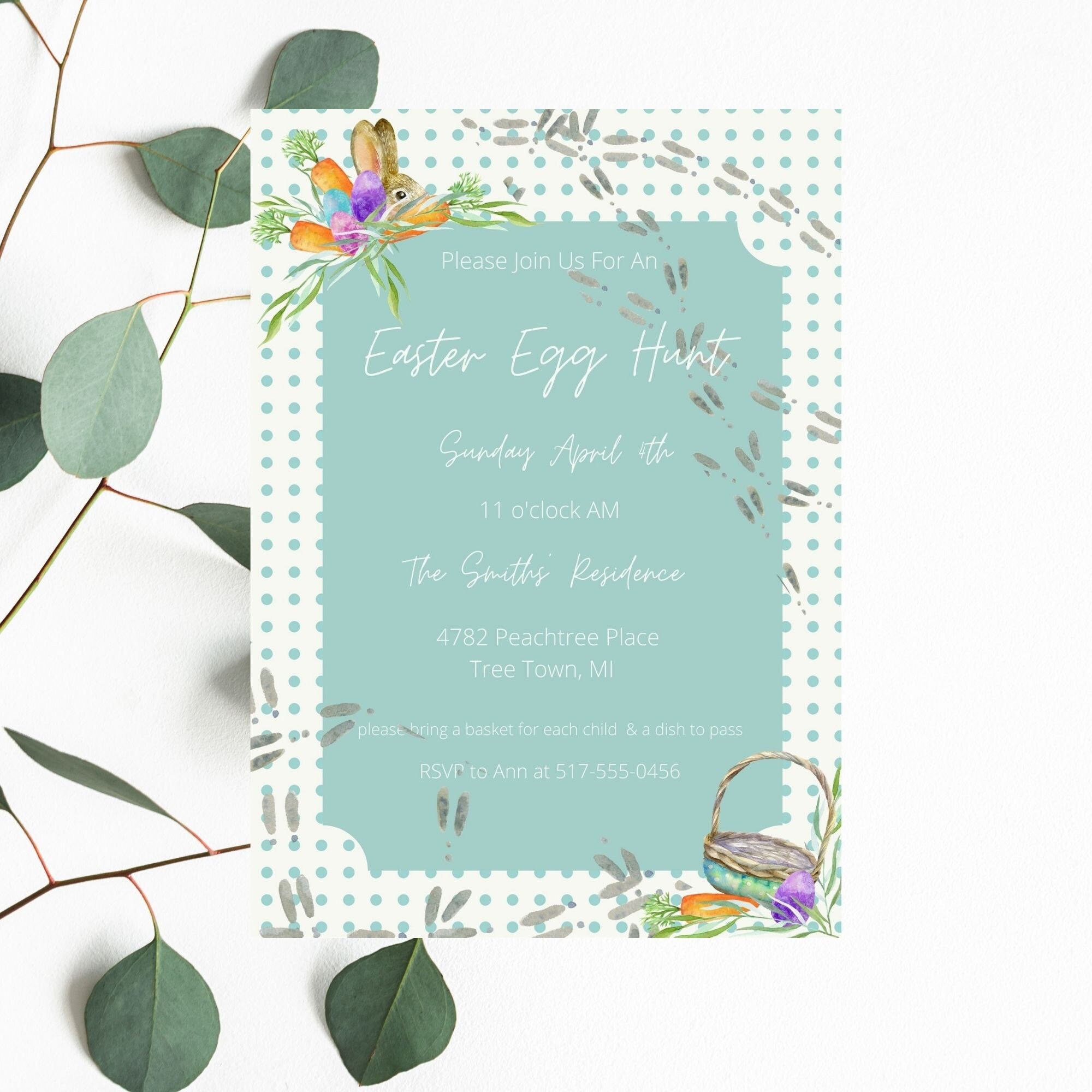 Instant Download Print Yourself Spring Easter Greeting Family Easter Card Online Card Canva Easter Greeting Card Easter Invitation