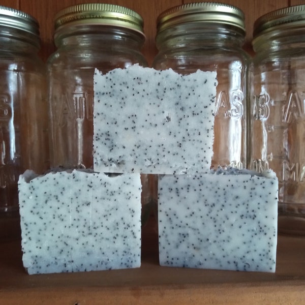 Tallow and poppy seed exfoliating soap